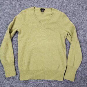 Only Mine Women's 2 Ply Cashmere Sweater‎ Size 2 Petite Green V-Neck Long Sleeve